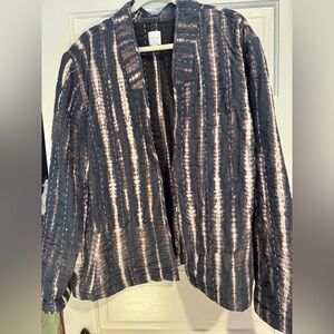 J. Jill Navy and Cream Textured Blazer